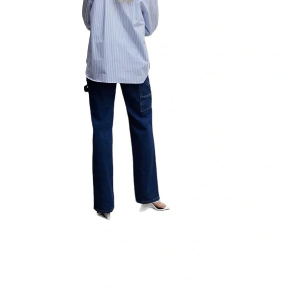 Mango Pants Set Blue Stripe Boyfriend Casual M - Picture 5 of 7